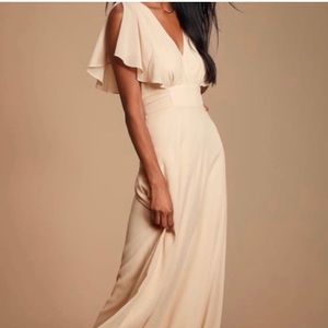Dearly Loved Cream Flutter Sleeve Maxi Dress